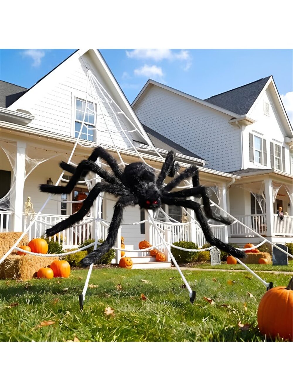 236'' Big Spider Web Halloween Decor+70'' Huge Spider for Roof with